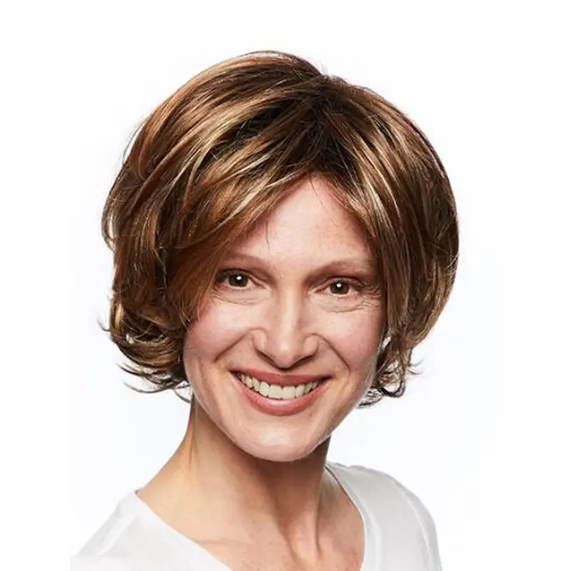 Auburn Synthetic Layered Wavy Chin Length Lace Front Wig