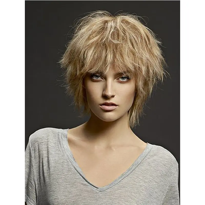 Fashional Blonde Chin Length Straight Layered New Design Wigs