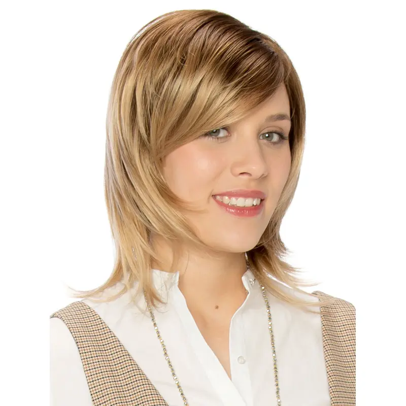 Blonde Straight Layered Synthetic Medium Wigs
