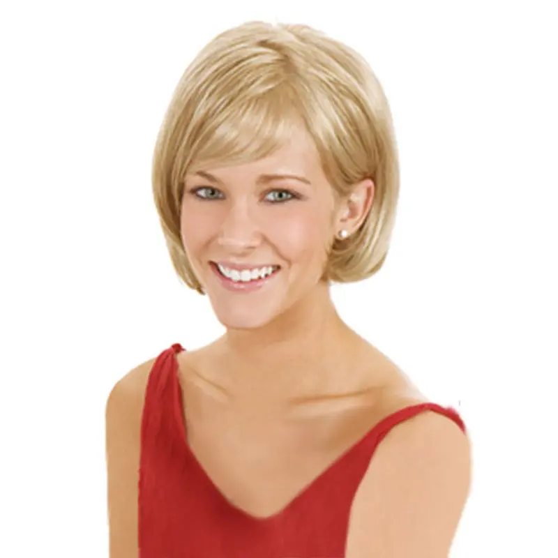 Fashionable Blonde Straight Chin Length Lace Front Wigs
