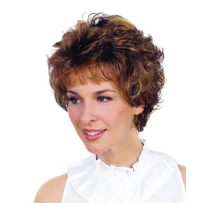 Discount Brown Curly Short Synthetic Wigs