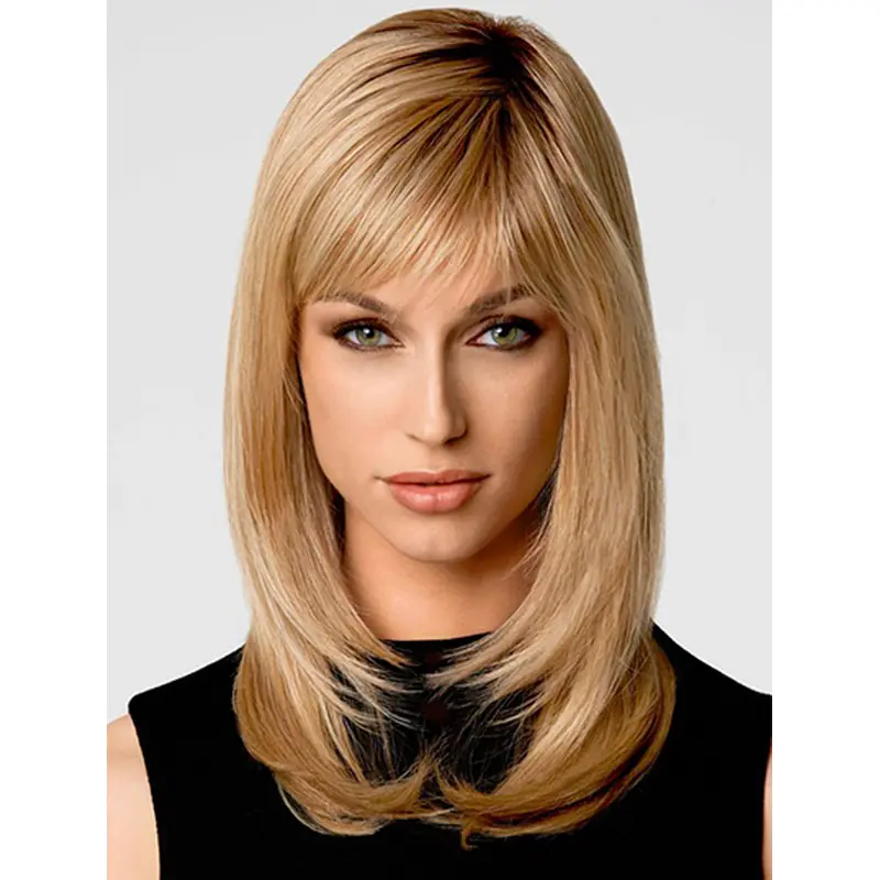 Blonde Wavy Synthetic Good Medium Wigs
