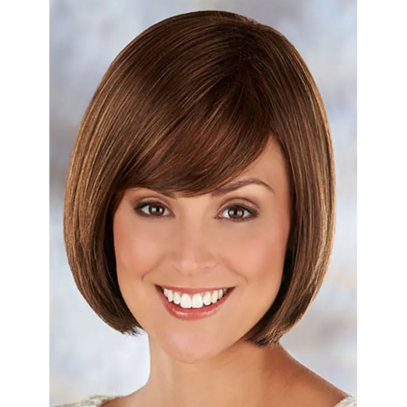 Brown Straight Synthetic Discount Medium Wigs