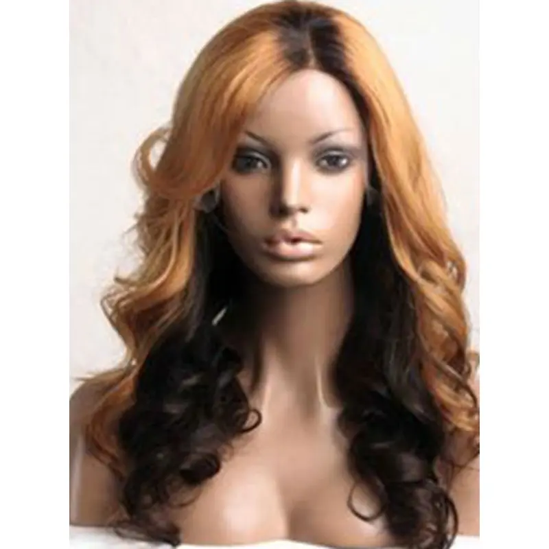Designed 24 Inch long Wavy Style Lace Front 100% Remy Hair Ombre Wigs
