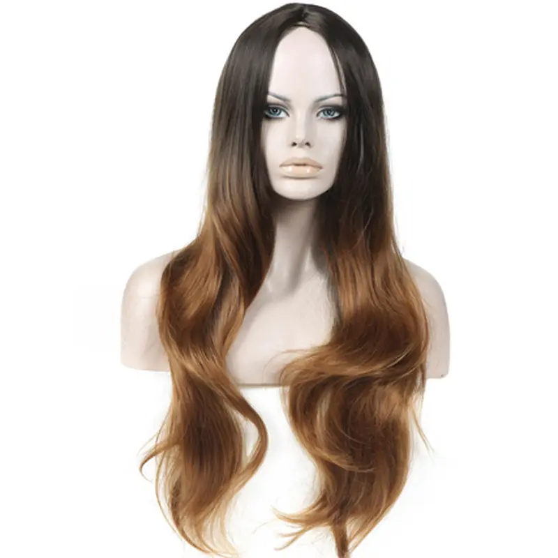Discount 26 Inch long Wavy Style Lace Front 100% Remy Hair Ombre Wigs