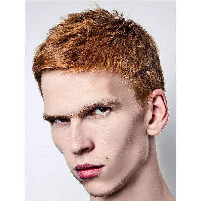 Blonde Synthetic Monofilament Straight Short Crew Cut Men Wigs
