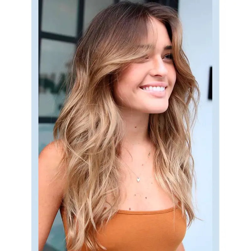 Womens Long Wigs Ombre/2 tone Wavy 20" Without Bangs Wigs