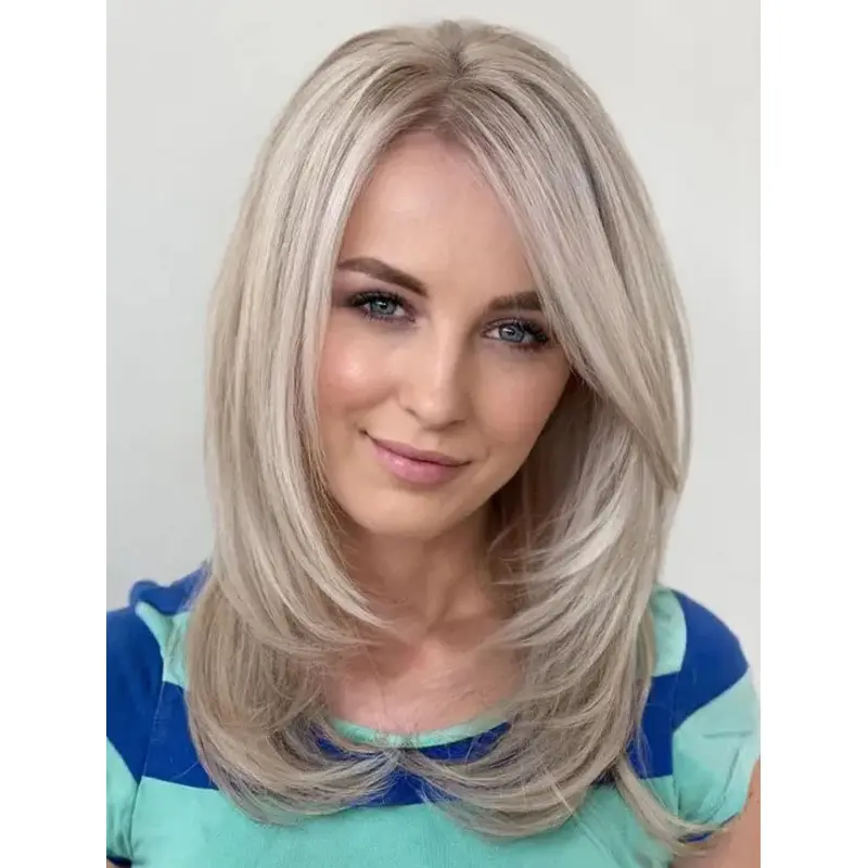 Synthetic Lace Front Wigs Wavy Shoulder Length Wigs Blonde Wigs