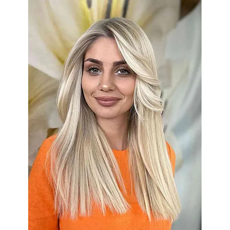 Long Straight Wigs Without Bangs Blonde Wigs Synthetic Long Layered Wigs