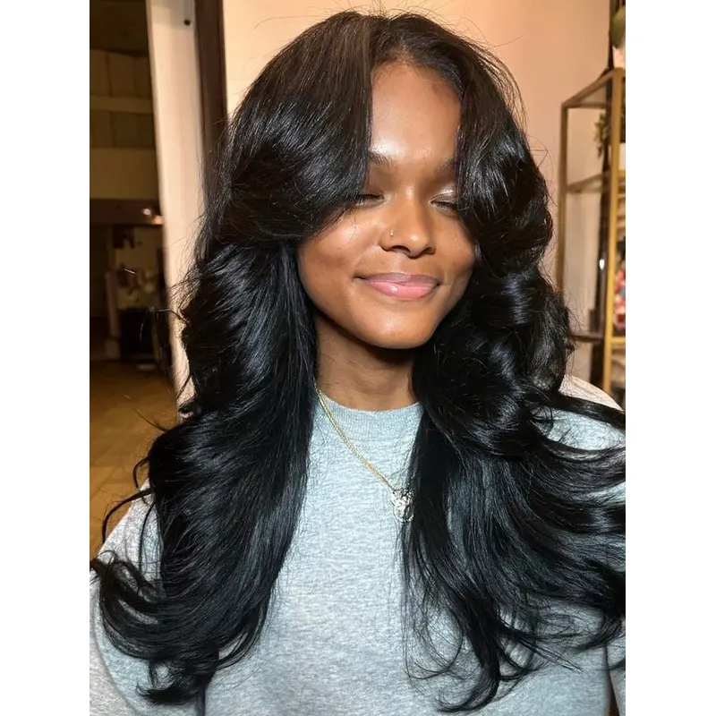 Black African Wigs Without Bangs Monofilament 20" Wigs