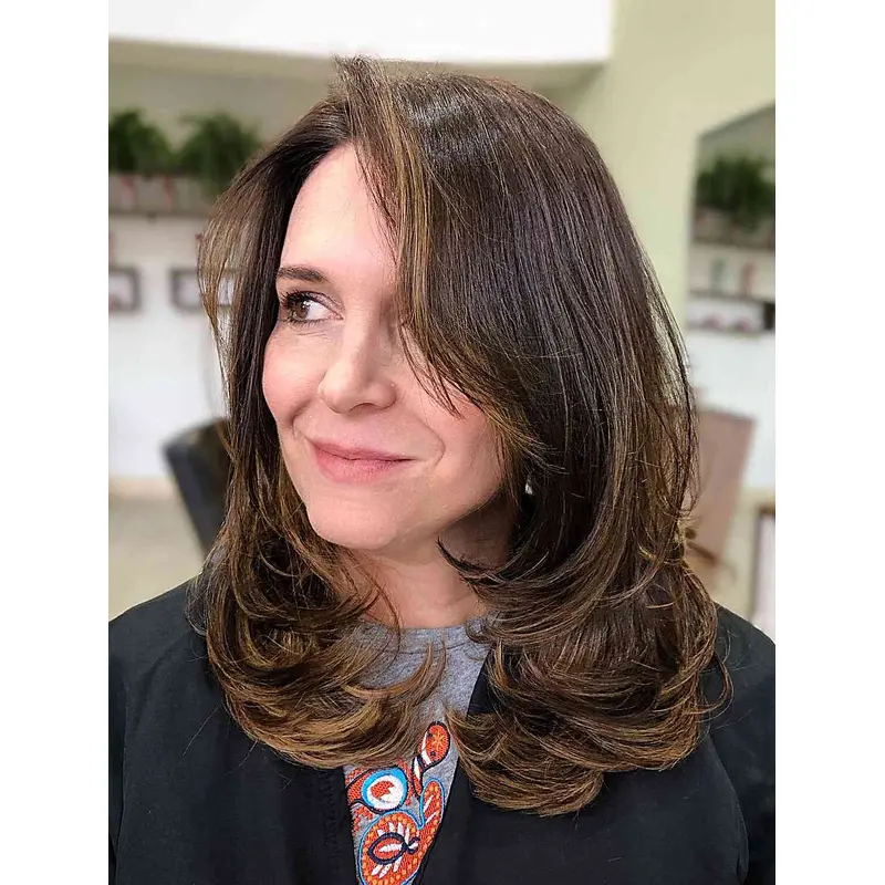 Ladies Wigs Straight Layered Wigs Lace Front Synthetic Wigs