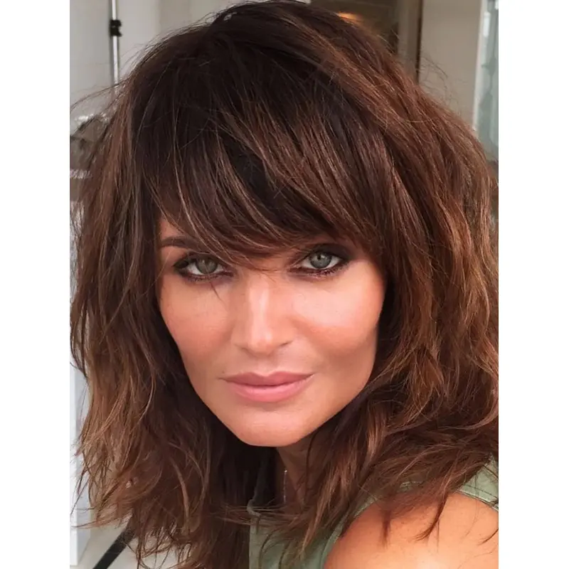 Wigs Shoulder Length Lace Front Layered Wigs Synthetic Wavy Wigs
