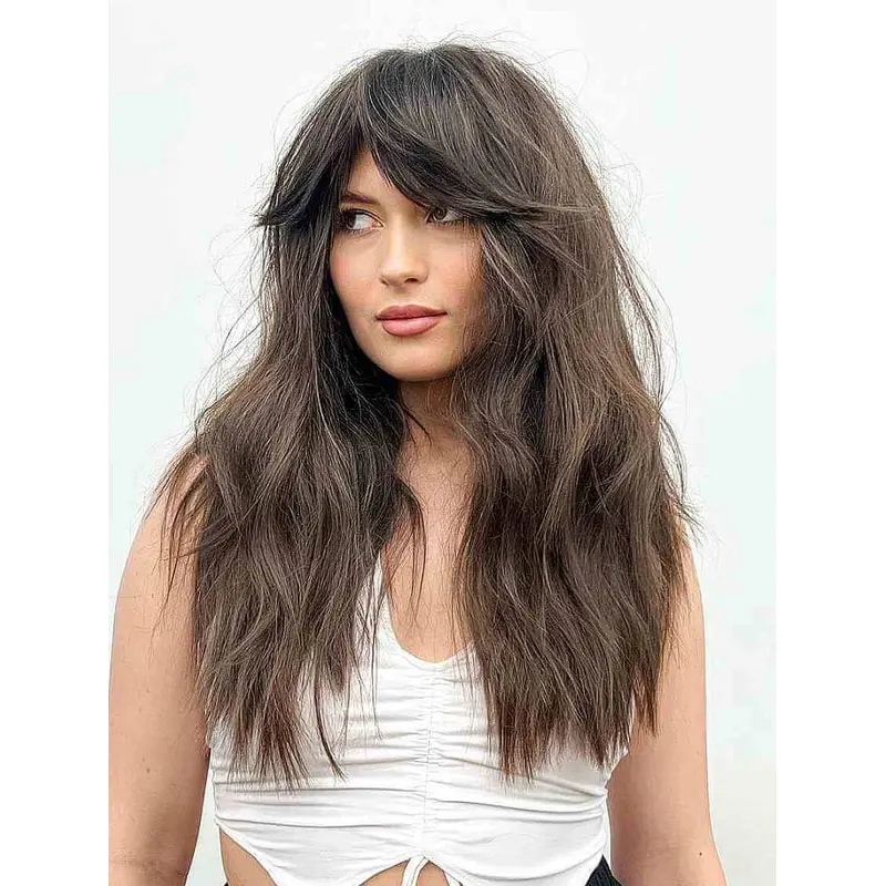 Long Hair Wigs For Women Layered Lace Front Wigs Wavy Synthetic Wigs