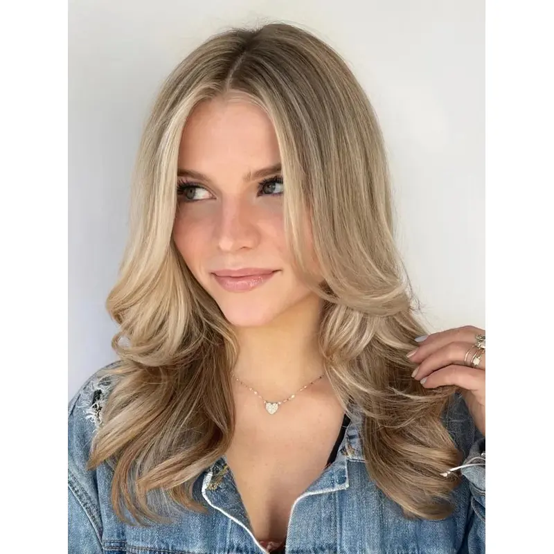 Medium Length Wigs With Bangs Wavy Wigs Synthetic Lace Front Wigs