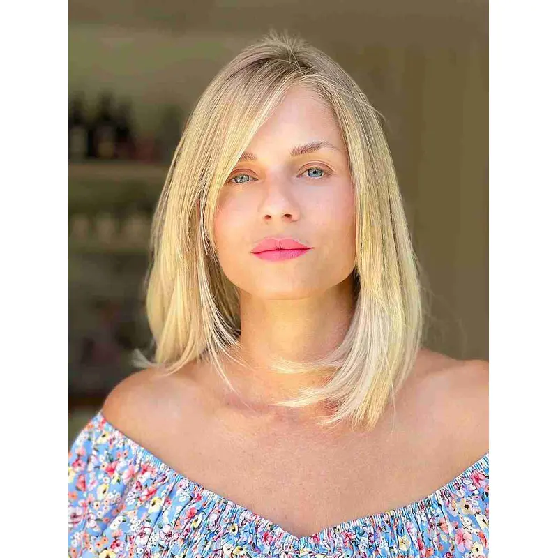 Mid Length Wigs Straight Bobs Wigs Synthetic Lace Front Wigs