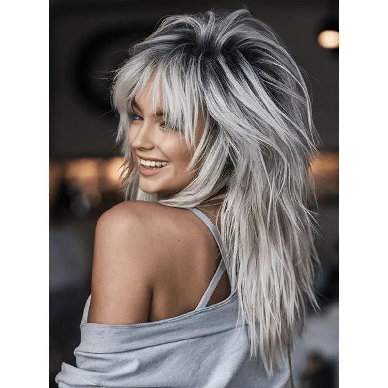 Long Wigs Human Hair 18" Monofilament Layered Wigs
