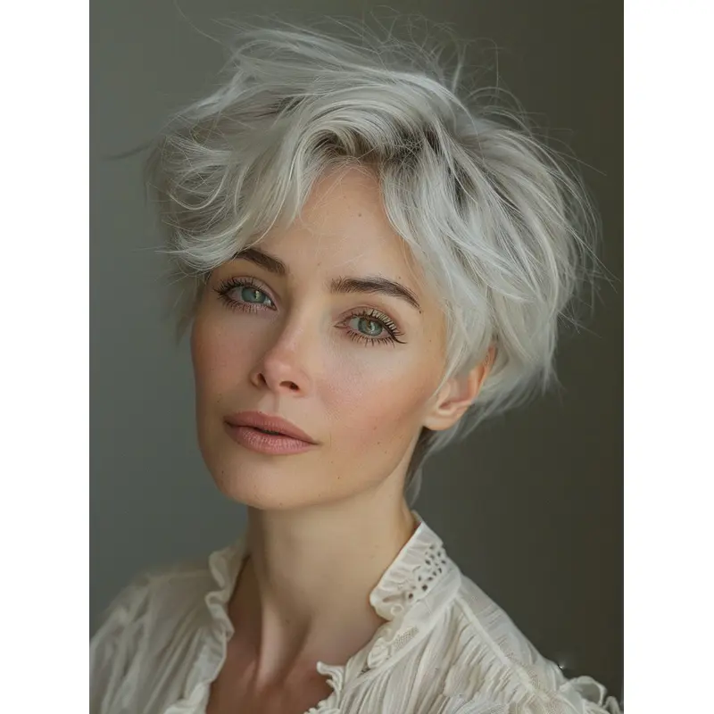 Silver Grey Wigs Short Bobs Synthetic 8" Monofilament Straight Wigs