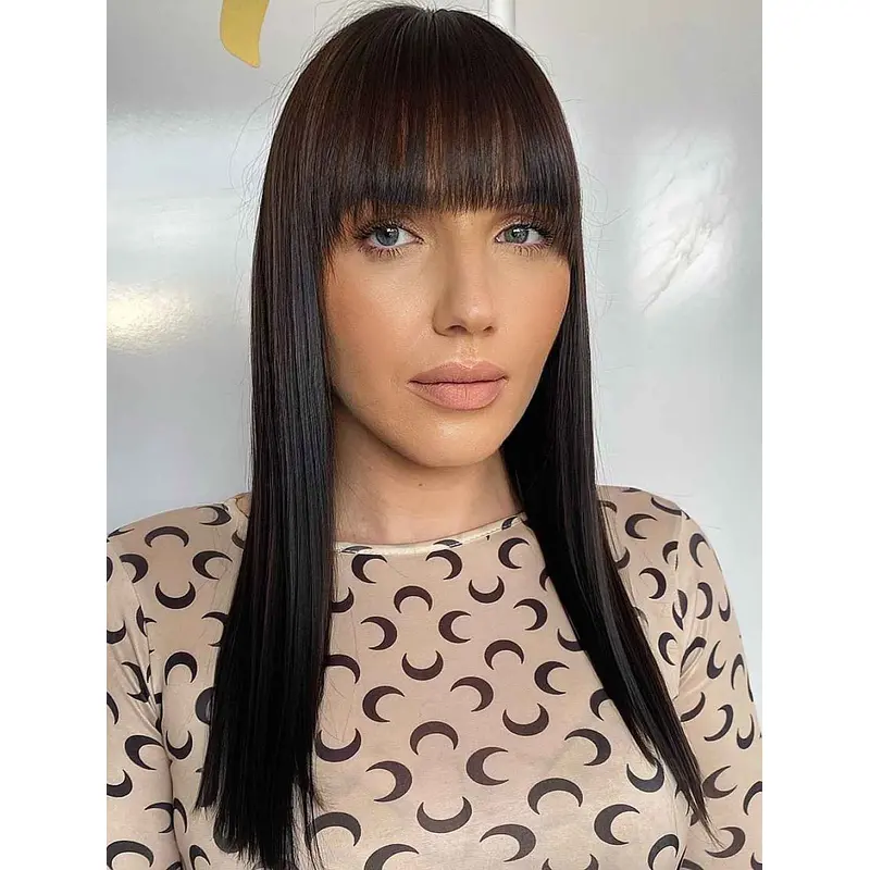 Long Wigs With Bangs Straight Synthetic Wigs Lace Front Wigs