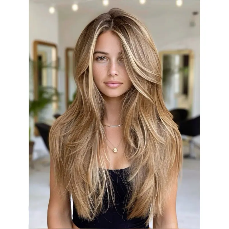 Straight Blonde 20" Long Synthetic Wigs