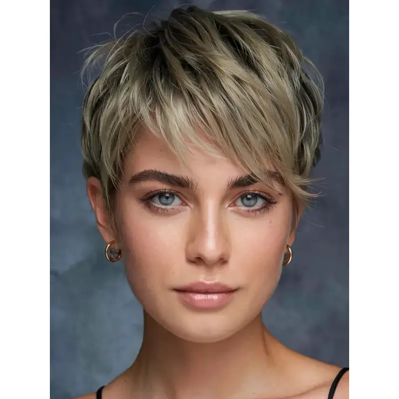 Short Natural Wigs Boycuts Straight Monofilament Blonde 6" Wigs