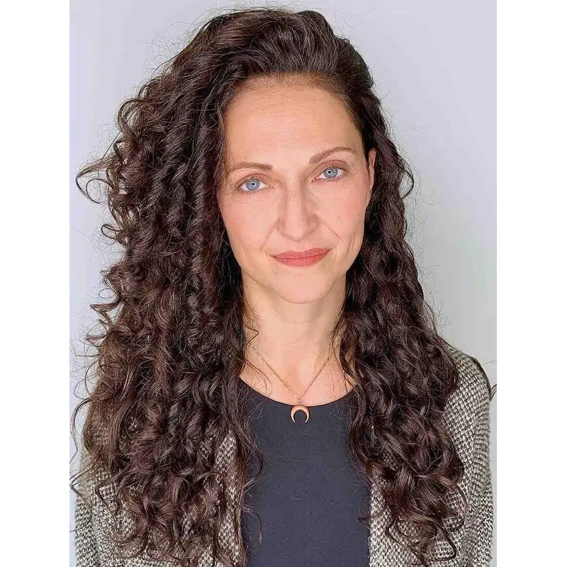 Curly Lace Front Wigs Long Synthetic Brown Without Bangs Side Part Wigs