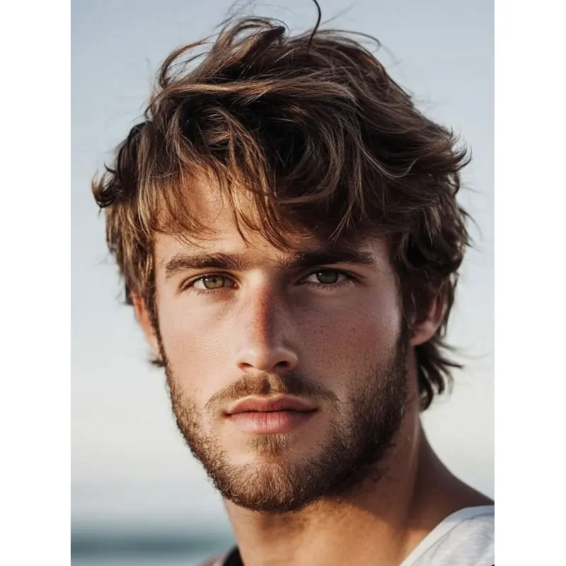 Lace Front Men Wigs With Bangs 6" Short Remy Human Hair Wigs