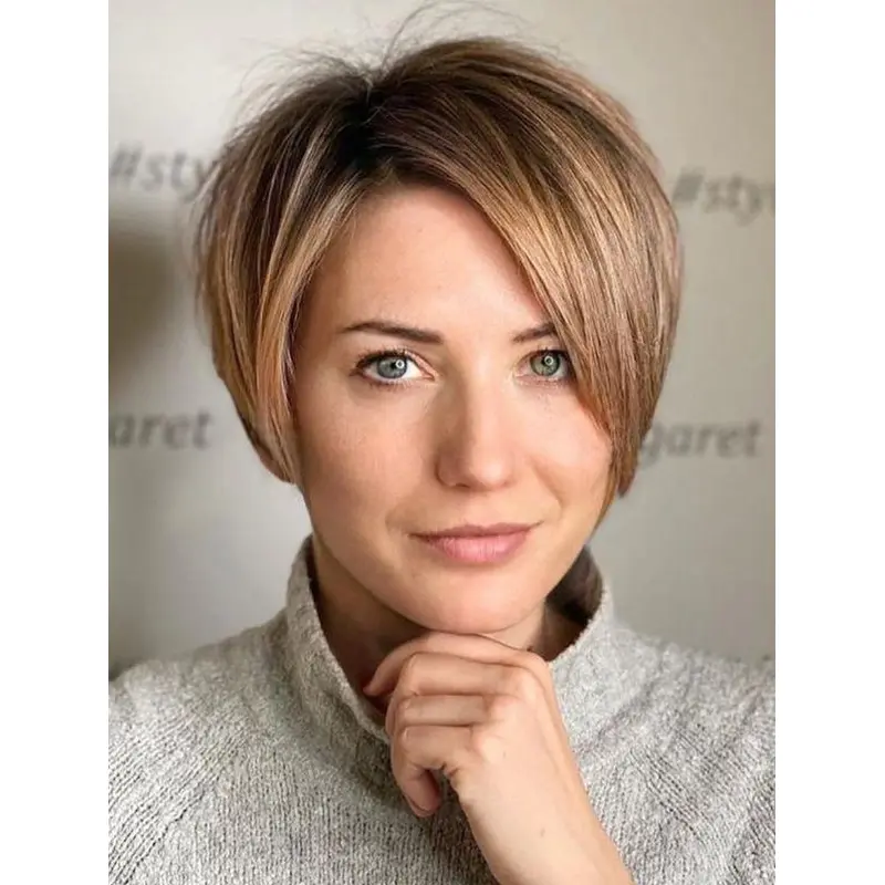 Short Bob Wigs Synthetic Lace Blonde Wig Straight Short Pixie Wigs