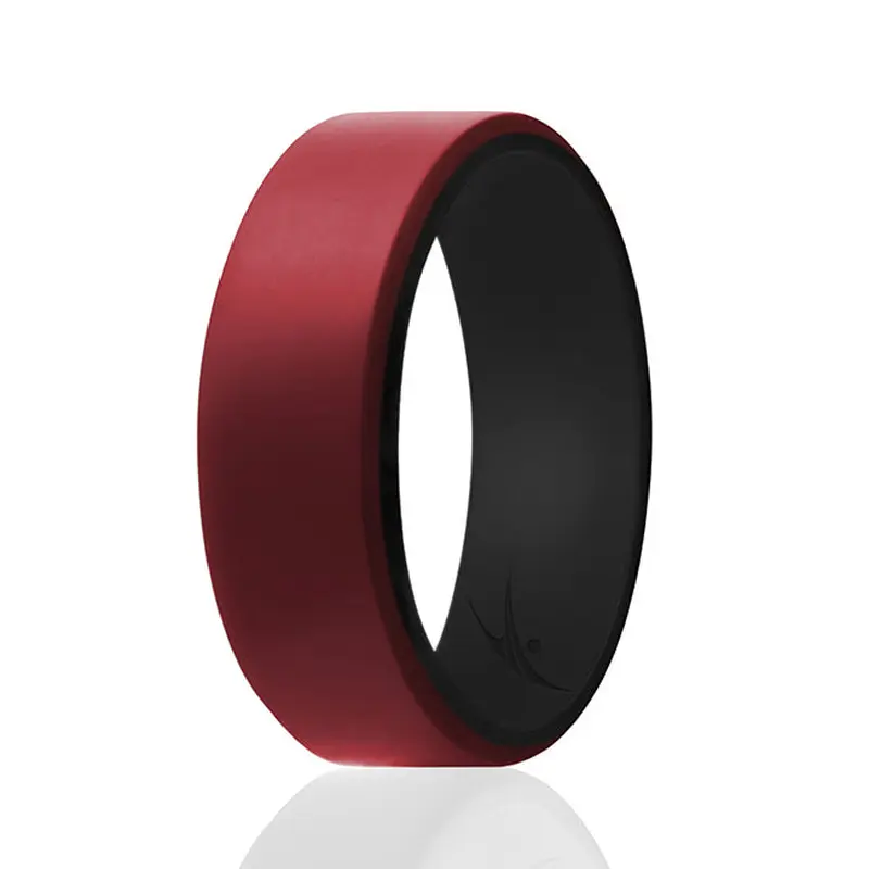 ROQ Silicone Wedding 2Layer Beveled 8mm Ring - Bordeaux by ROQ for Men - 11 mm Ring