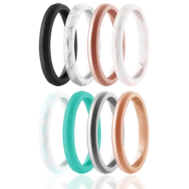 ROQ Silicone Wedding Stackble Point Ring Set - Marble by ROQ for Women - 8 x 7 mm Ring