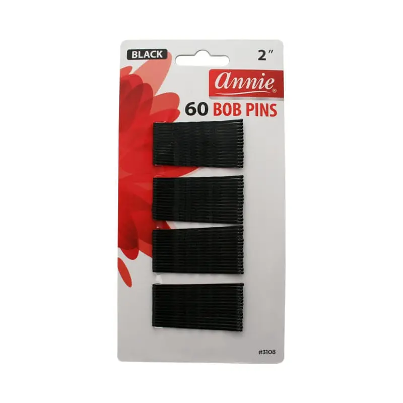Annie #3108 Black 2 Bob Pins - 60 ct