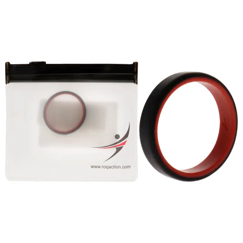 ROQ Silicone Wedding 6mm Brush 2Layer Ring - Red-Black by ROQ for Men - 16 mm Ring
