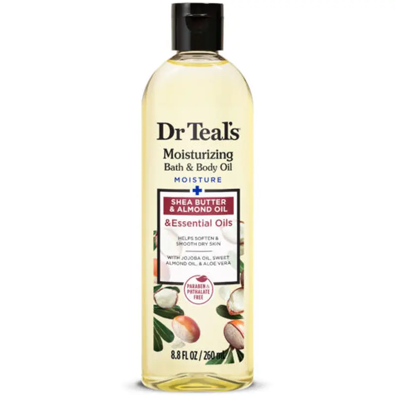 Dr. Teal's Moisturizing Bath & Body Oil Shea Butter & Almond Oil Essential Oils - 8.8oz