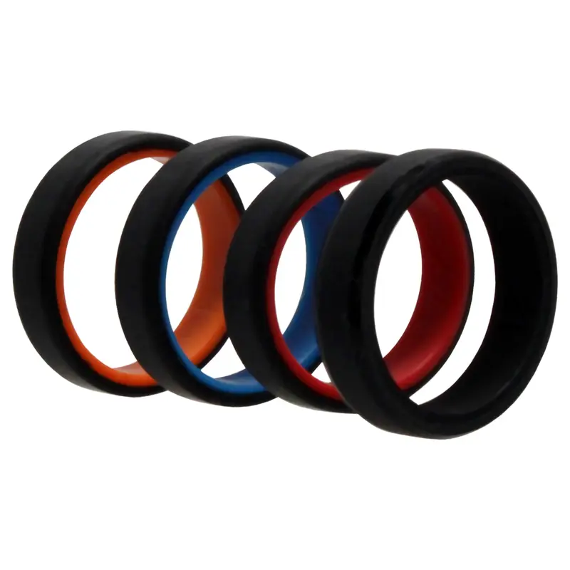 ROQ Silicone Wedding 6mm Brush 2Layer Ring Set - MultiColor by ROQ for Men - 4 x 12 mm Ring