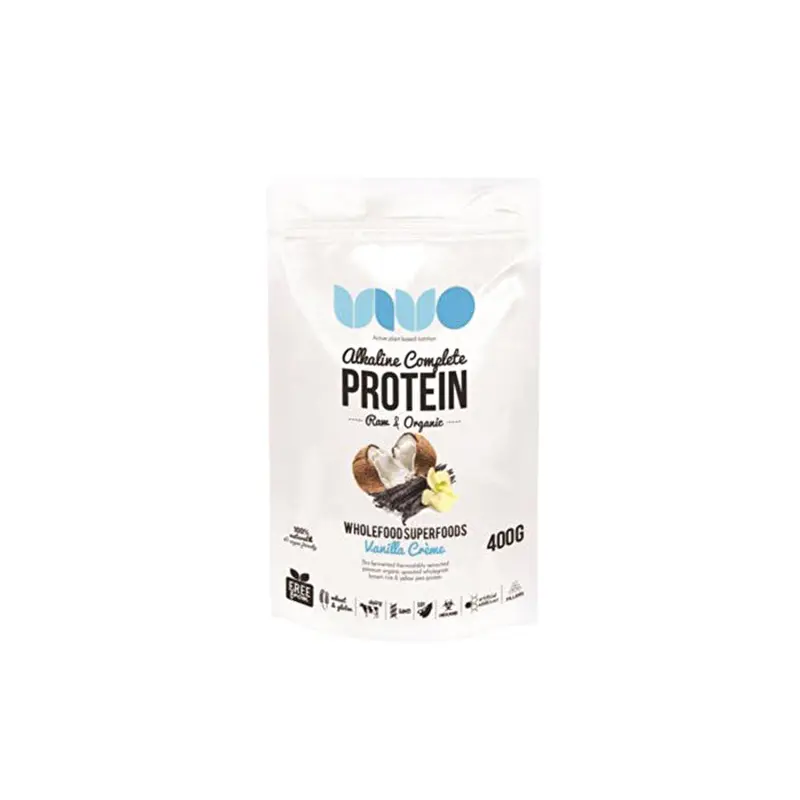 VIVO ALKALINE PROTEIN Vivo Alkaline Protein Organic & Raw Alkaline Complete Protein Vanilla Creme 400g