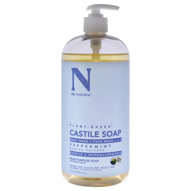Dr. Natural Castile Liquid Soap - Peppermint by Dr. Natural for Unisex - 32 oz Soap