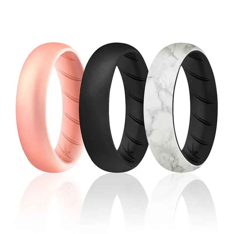 ROQ Silicone Wedding BR Solid Ring Set - Marble by ROQ for Women - 3 x 10 mm Ring