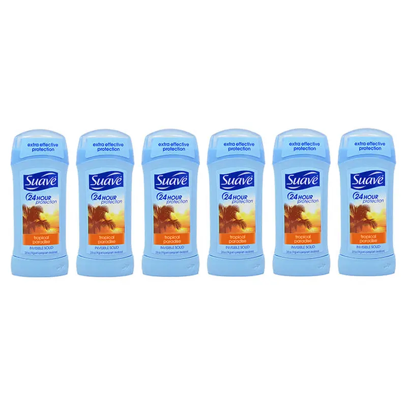 Suave 24 Hour Protection Invisible Solid Anti-Perspirant Deodorant Stick - Tropical Paradise by Suave for Unisex - 2.6 oz Deodorant Stick - Pack of 6