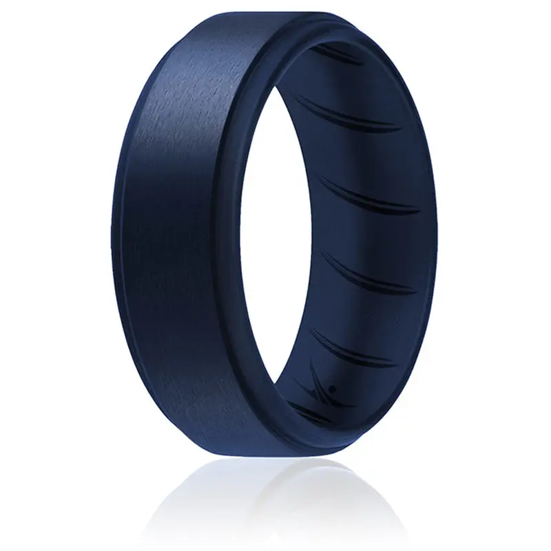 ROQ Silicone Wedding BR Step Ring - Basic-Blue by ROQ for Men - 14 mm Ring