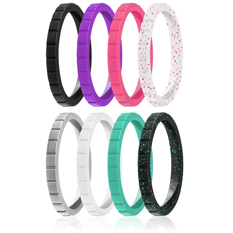 ROQ Silicone Wedding Stackble Lines Ring Set - MultiColor by ROQ for Women - 8 x 7 mm Ring