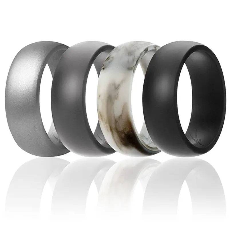 ROQ Silicone Wedding Ring Set - Marble by ROQ for Men - 4 x 12 mm Ring