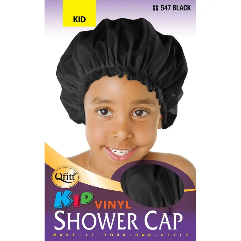 Qfitt Kids Vinyl Shower Cap #547 Black