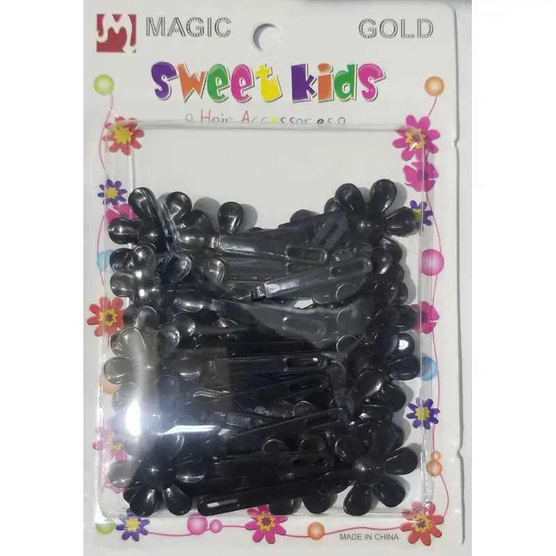 Sweet Kids Hair Barrettes - Flowers Black #5136BK