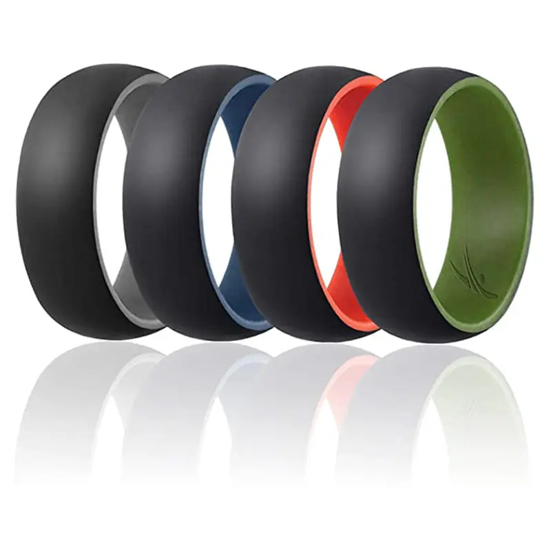 ROQ Silicone Ring - Duo Collection Dome Style Set by ROQ for Men - 4 x 9 mm Ring