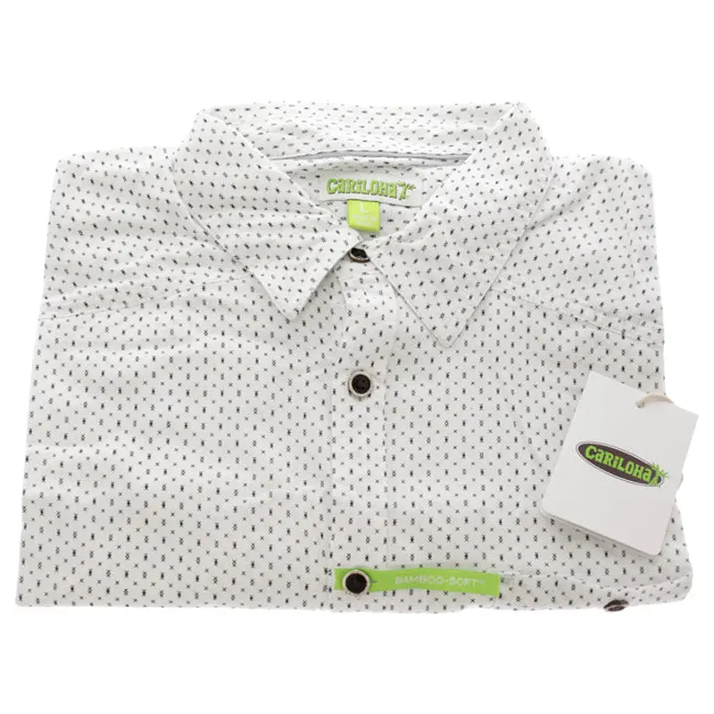Cariloha Bamboo Woven Button-Up T-Shirt - Navy-White Geometric by Cariloha for Men - 1 Pc T-Shirt (L)