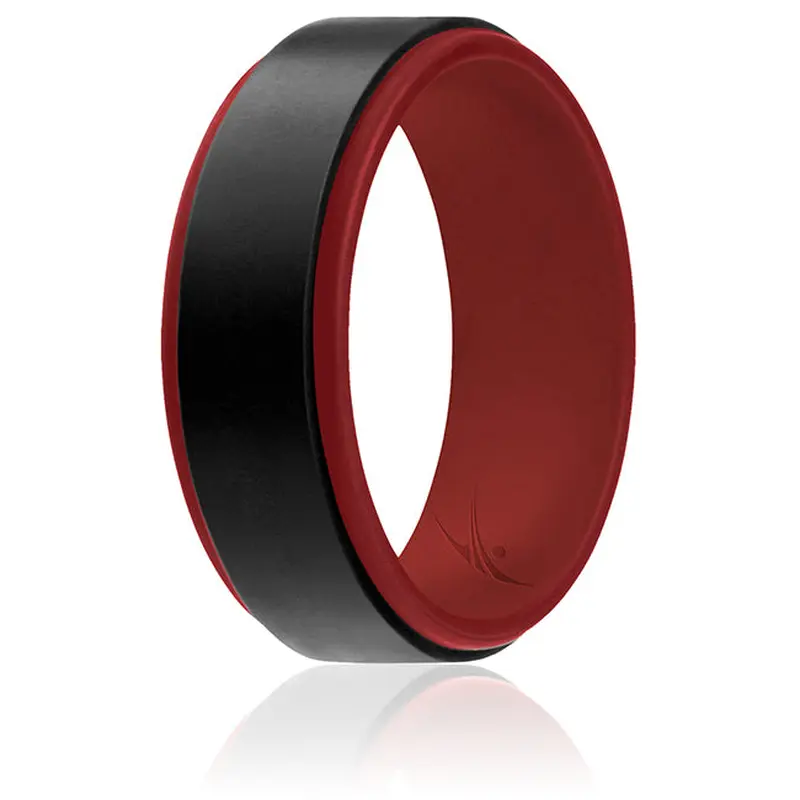 ROQ Silicone Wedding 2Layer Step Ring - Red-Black by ROQ for Men - 14 mm Ring