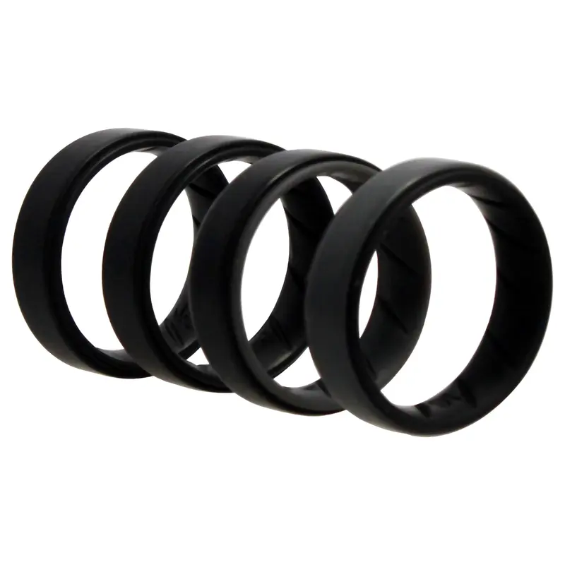 ROQ Silicone Wedding BR Step Ring Set - Black by ROQ for Men - 4 x 16 mm Ring
