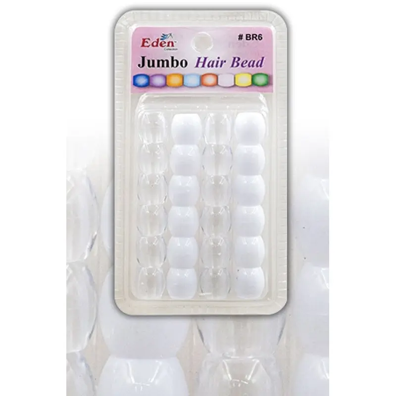 Eden Jumbo Hair Beads - White & Clear #BR6CW