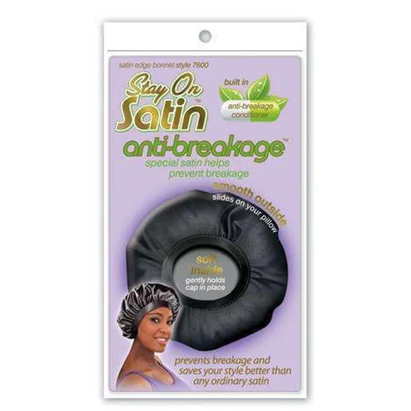 Stay On Satin Satin Edge Bonnet - Style 7600 Black