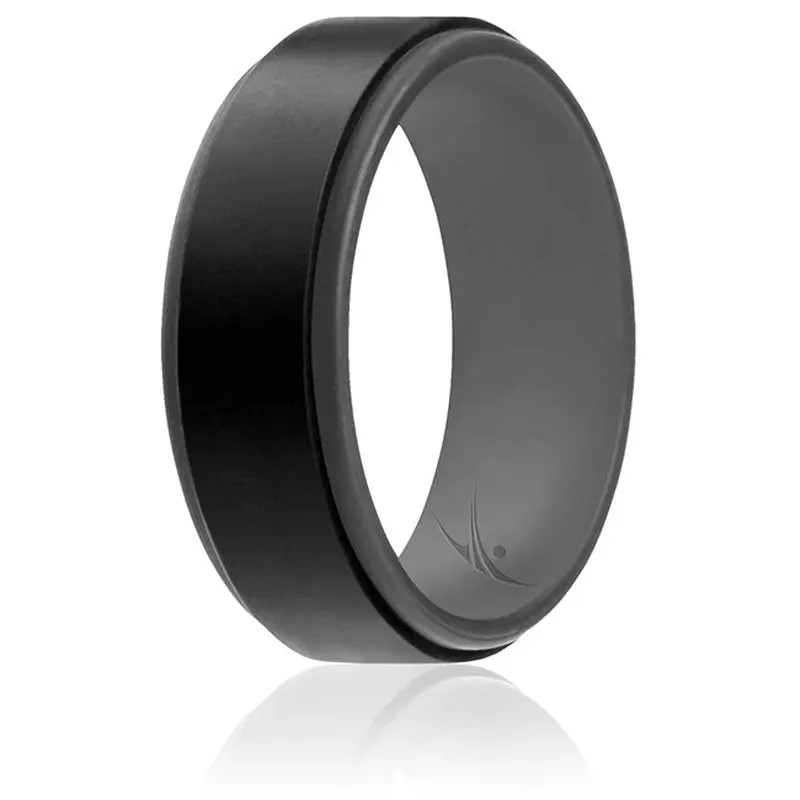 ROQ Silicone Wedding 2Layer Step Ring - Grey-Black by ROQ for Men - 8 mm Ring