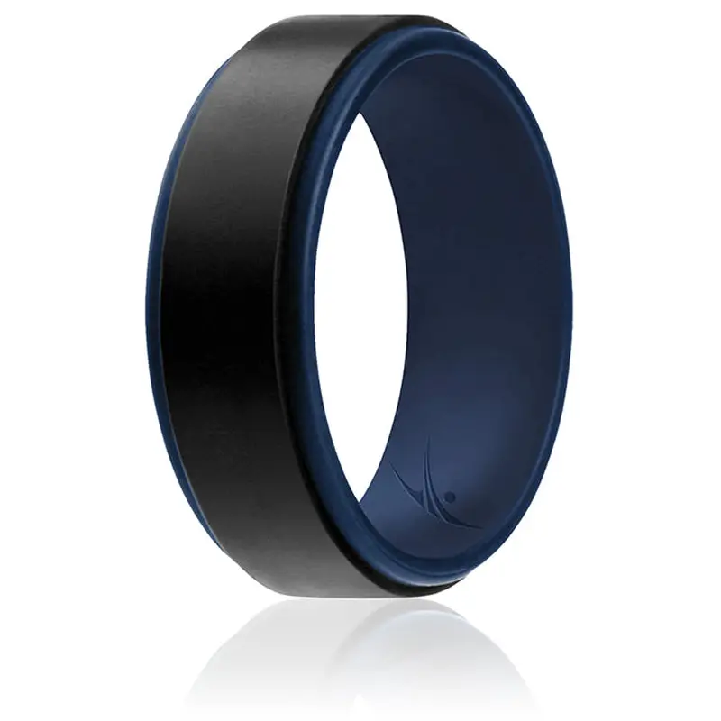 ROQ Silicone Wedding 2Layer Step Ring - Blue-Black by ROQ for Men - 15 mm Ring